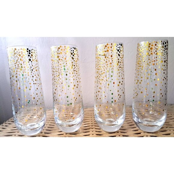 Unbranded Stemless Champagne Flutes Gold Confetti Set of 4 - Picture 1 of 8